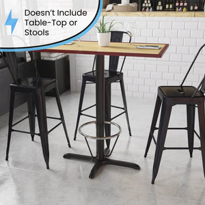 English Elm Beverly Heavy-Duty Restaurant Table Base with X-Base Design, Adjustable Foot Ring, and Black Finish XU-T2230-BAR-3CFR-GG