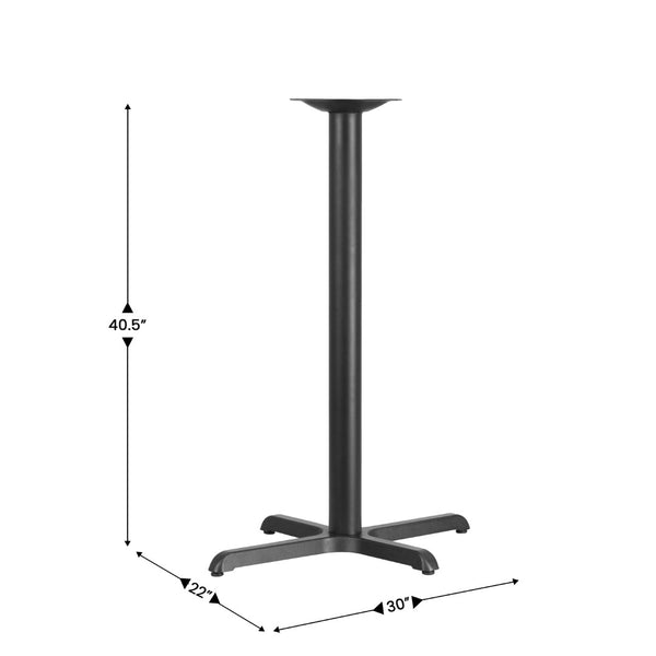 English Elm Beverly 23.5'' x 29.5'' Black X-Base Restaurant Table for Bar Height, Durable & Stylish Design XU-T2230-BAR-GG