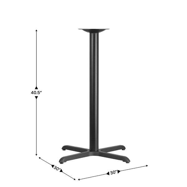 English Elm Beverly 30" x 30" Commercial-Grade Bar Height Table Base with Durable X-Design and Easy Assembly XU-T3030-BAR-GG