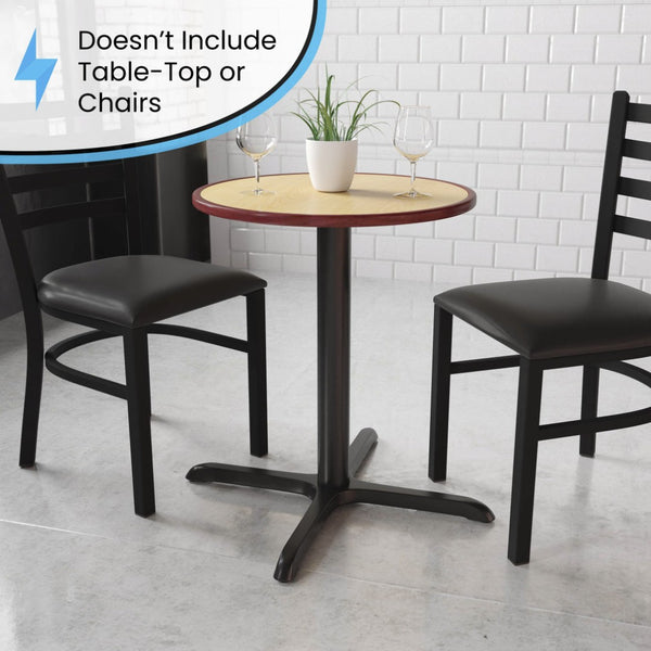 English Elm Beverly 30'' x 30'' Heavy-Duty X-Base Table Support for Restaurants and Cafeterias – Durable & Stable Black XU-T3030-GG