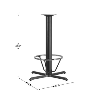 English Elm Beverly Heavy-Duty 33'' Square Restaurant Table Base with Stylish Chrome Foot Ring for Stability XU-T3333-BAR-4CFR-GG