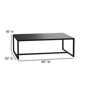English Elm Brock Outdoor Patio Coffee Table - Stylish Black Steel Design for Decks, Porches, and Poolside Use XU-T6R60USO-1T-BK-GG
