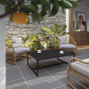 English Elm Brock Outdoor Patio Coffee Table - Stylish Black Steel Design for Decks, Porches, and Poolside Use XU-T6R60USO-1T-BK-GG