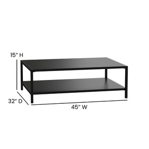 English Elm Brock Outdoor 2-Tier Coffee Table - Durable Steel Design for Patio, Porch, Poolside & Living Room XU-T6R60USO-2T-BK-GG