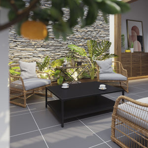 English Elm Brock Outdoor 2-Tier Coffee Table - Durable Steel Design for Patio, Porch, Poolside & Living Room XU-T6R60USO-2T-BK-GG