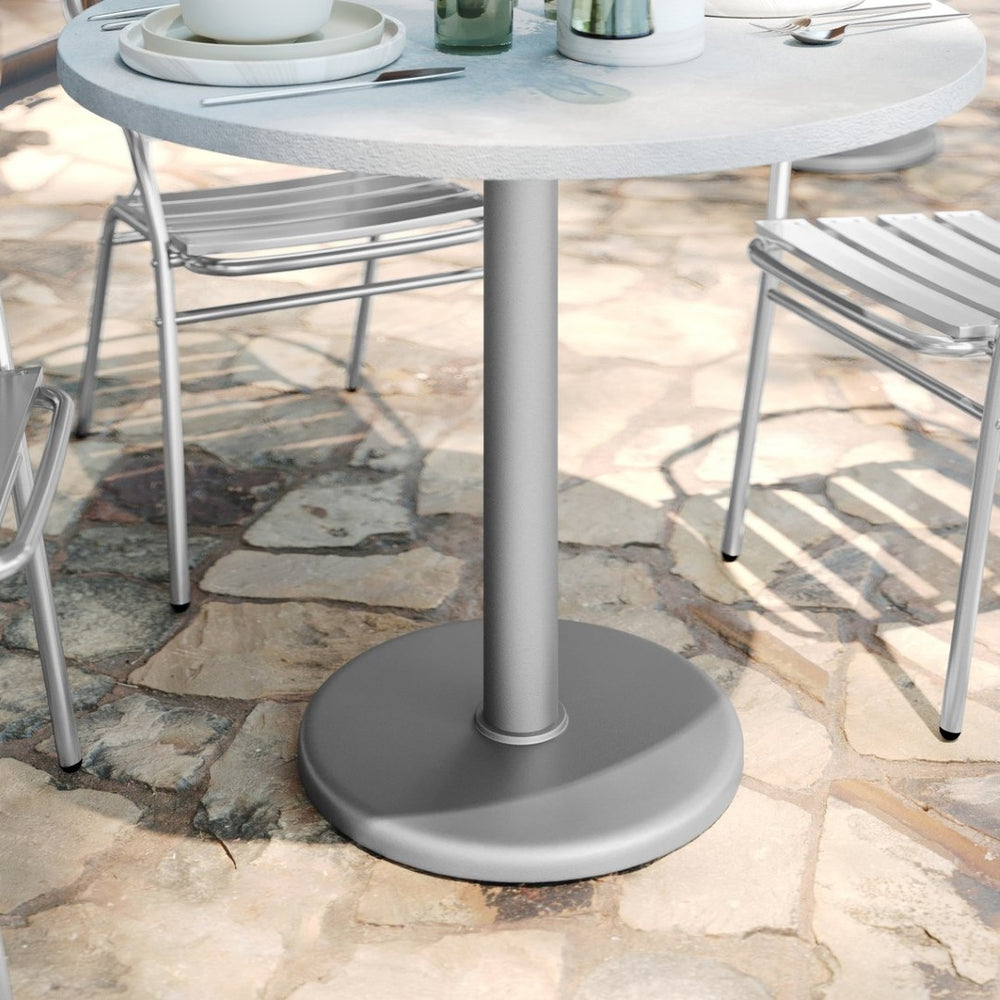 English Elm Beverly 18'' Round Restaurant Table Base – Durable, Heavy-Duty Foundation for Commercial Spaces Silver XU-TR18-SLV-GG