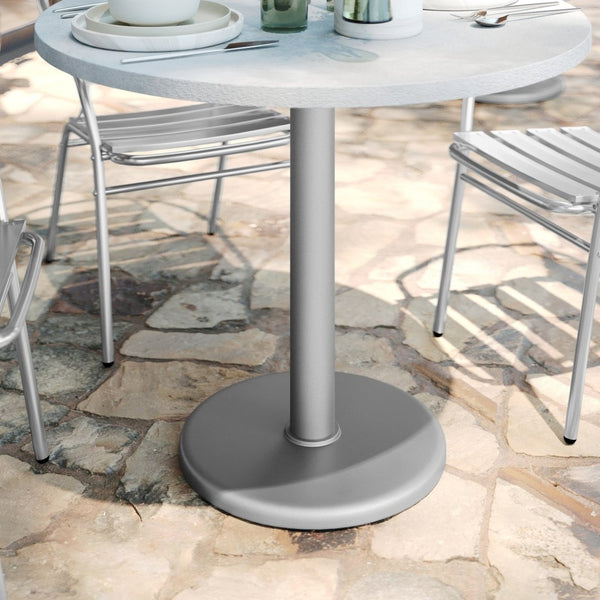 English Elm Beverly 18'' Round Restaurant Table Base – Durable, Heavy-Duty Foundation for Commercial Spaces Silver XU-TR18-SLV-GG