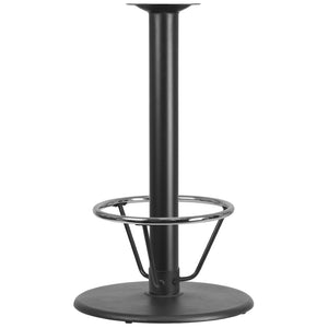 English Elm Beverly 24'' Round Restaurant Table Base - Heavy-Duty Cast Iron with Chrome Foot Ring for Durability XU-TR24-BAR-4CFR-GG