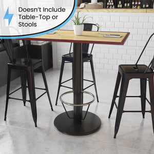 English Elm Beverly 24'' Round Restaurant Table Base - Heavy-Duty Cast Iron with Chrome Foot Ring for Durability XU-TR24-BAR-4CFR-GG