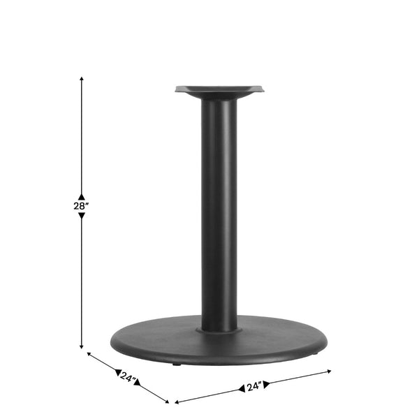 English Elm Beverly 24'' Round Restaurant Table Base - Heavy Cast Iron, Durable Black Finish for Commercial Use XU-TR24-GG
