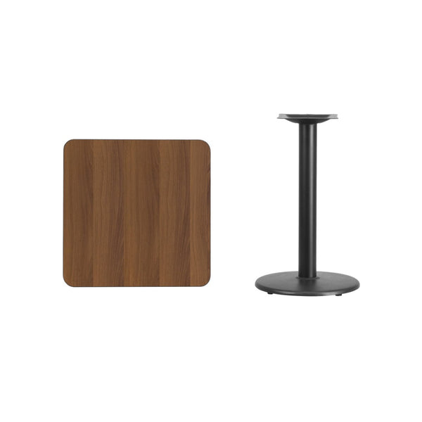English Elm Graniss Durable Commercial-Grade Table Set with Reversible Laminate Top and Sturdy Cast Iron Base Walnut 24" Square XU-WALTB-2424-TR18-GG