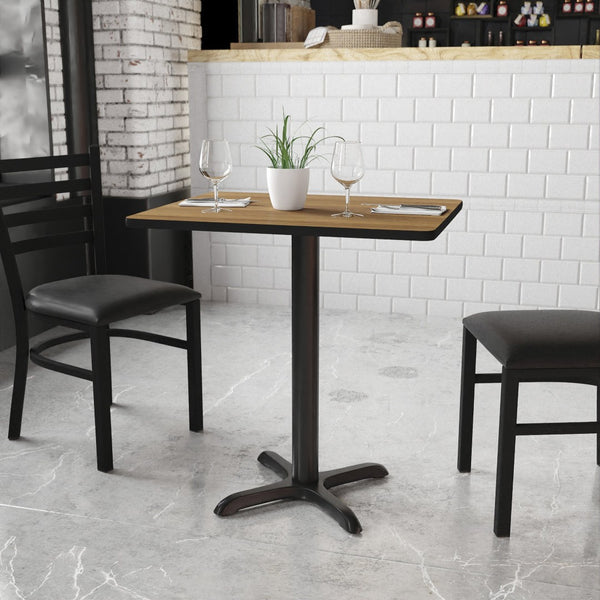 English Elm Graniss Durable Rectangular Laminate Table Top with Sturdy "X" Style Base for Modern Dining Spaces Walnut 24"W x 30"L XU-WALTB-2430-T2222-GG