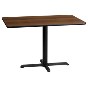 English Elm Graniss Durable Rectangular Laminate Table with Sturdy Cast Iron Base - Perfect for Dining & Hospitality Walnut 24"W x 42"L XU-WALTB-2442-T2230-GG