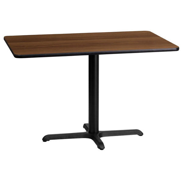 English Elm Graniss Durable Rectangular Laminate Table with Sturdy Cast Iron Base - Perfect for Dining & Hospitality Walnut 24"W x 42"L XU-WALTB-2442-T2230-GG