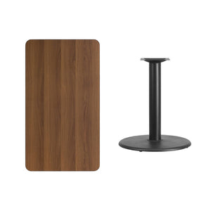 English Elm Graniss Rectangular Laminate Table Top with Durable Cast Iron Base - Perfect for Dining & Cafes Walnut 24"W x 42"L XU-WALTB-2442-TR24-GG