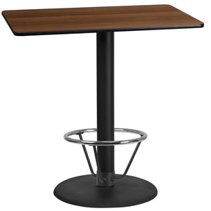 English Elm Stiles Commercial-Grade Bar-Height Table Set with Durable Laminate Top and Sturdy Cast-Iron Base Walnut 24"W x 42"L XU-WALTB-2442-TR24B-4CFR-GG