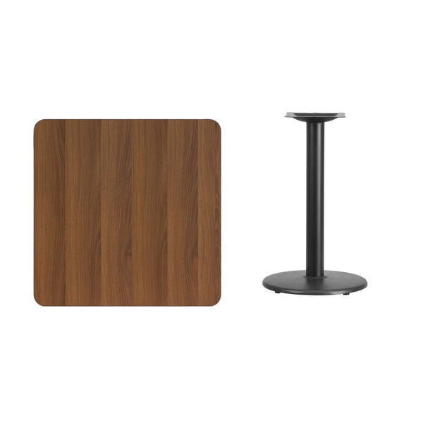 English Elm Graniss Commercial-Grade Table Set with Durable Laminate Top and Sturdy Cast-Iron Base for Dining Spaces Walnut 30" Square XU-WALTB-3030-TR18-GG