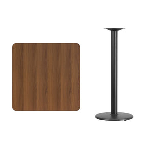 English Elm Stiles Bar Height Table Set with Durable Laminate Top and Sturdy Cast-Iron Base for Any Space Walnut 30" Square XU-WALTB-3030-TR18B-GG
