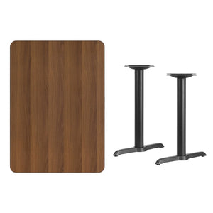 English Elm Graniss Durable Rectangular Laminate Table Top with Heavy-Duty T-Base Set for Commercial Use Walnut 30"W x 42"L XU-WALTB-3042-T0522-GG