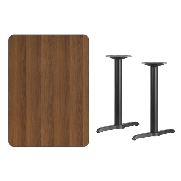 English Elm Graniss Durable Rectangular Laminate Table Top with Heavy-Duty T-Base Set for Commercial Use Walnut 30"W x 42"L XU-WALTB-3042-T0522-GG