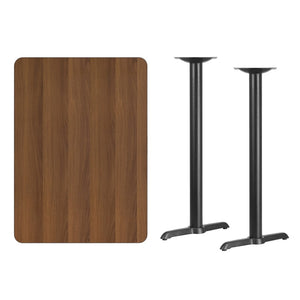 English Elm Stiles Commercial-Grade Bar Height Table Set with Durable Laminate Top and Sturdy Dual T-Bases Walnut 30"W x 42"L XU-WALTB-3042-T0522B-GG