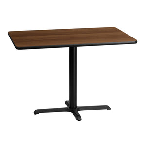 English Elm Graniss Durable Rectangular Laminate Table Top with Sturdy Cast Iron Base for Dining & Commercial Use Walnut 30"W x 42"L XU-WALTB-3042-T2230-GG