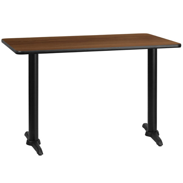 English Elm Graniss Commercial-Grade Rectangular Laminate Table Top with Sturdy Twin T-Bases for Versatile Use Walnut 30"W x 48"L XU-WALTB-3048-T0522-GG