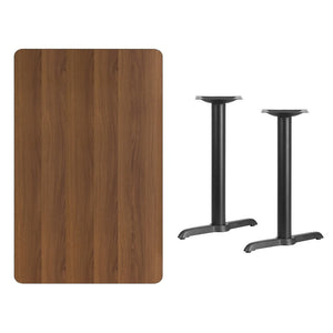 English Elm Graniss Commercial-Grade Rectangular Laminate Table Top with Sturdy Twin T-Bases for Versatile Use Walnut 30"W x 48"L XU-WALTB-3048-T0522-GG