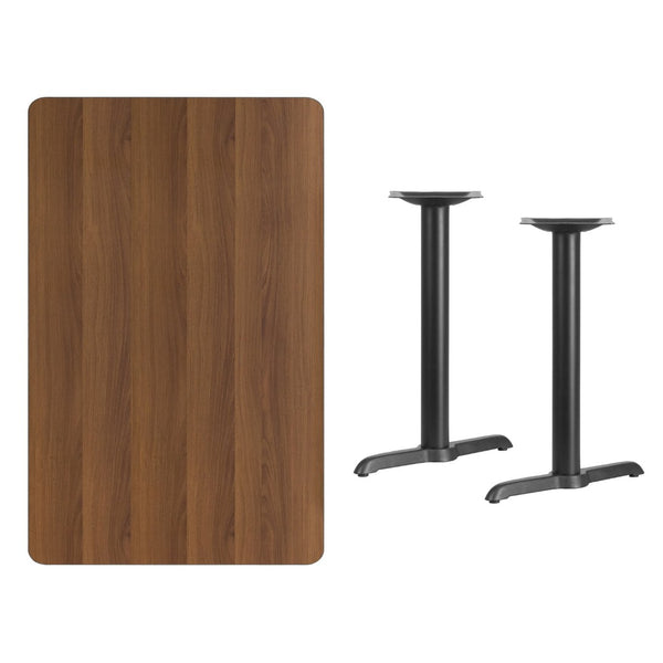 English Elm Graniss Commercial-Grade Rectangular Laminate Table Top with Sturdy Twin T-Bases for Versatile Use Walnut 30"W x 48"L XU-WALTB-3048-T0522-GG