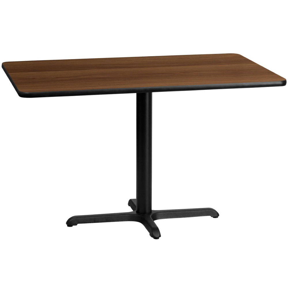 English Elm Graniss Commercial-Grade Rectangular Table Top & Cast Iron Base for Dining and Hospitality Spaces Natural 30"W x 48"L XU-NATTB-3048-T2230-GG