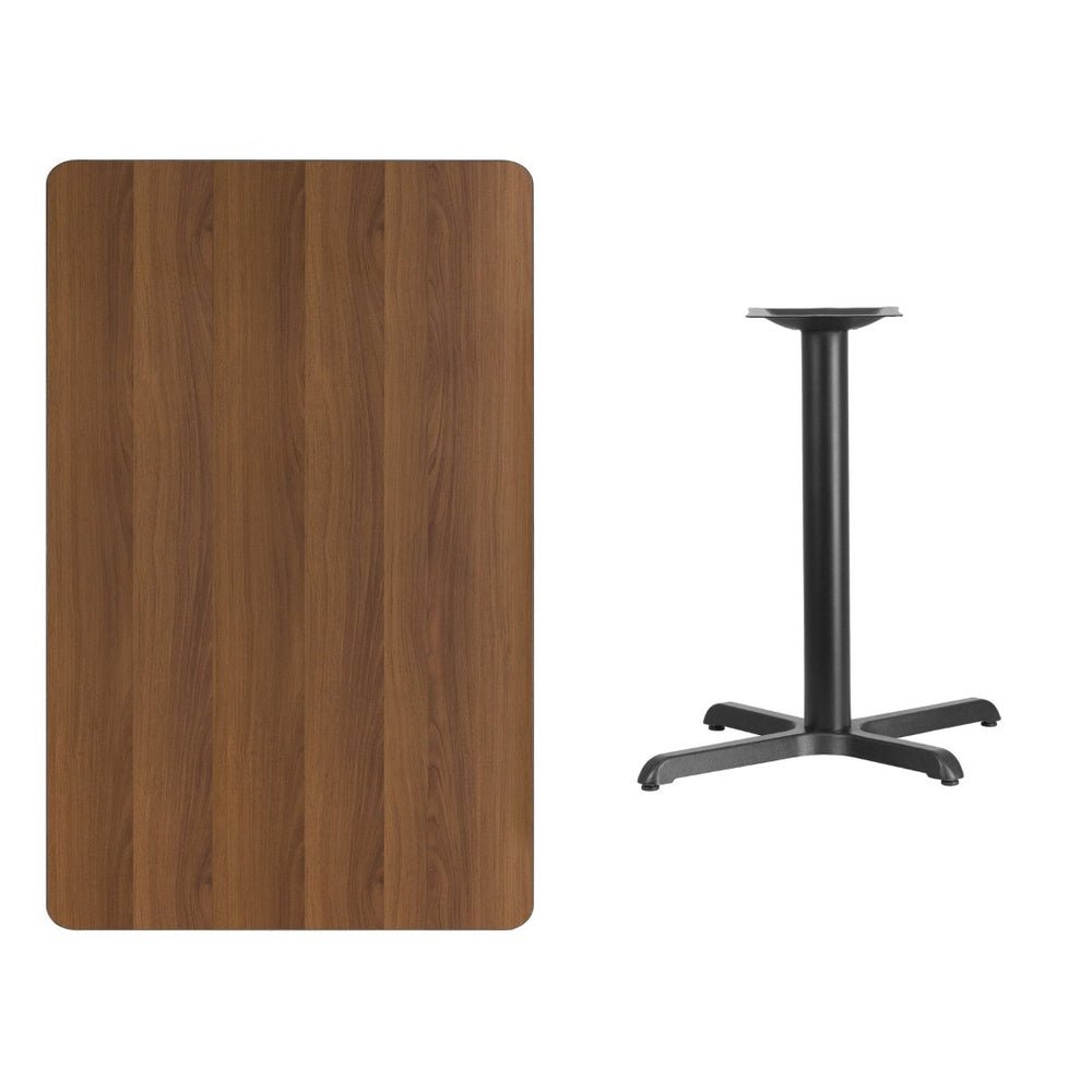 English Elm Graniss Commercial-Grade Rectangular Table Top & Cast Iron Base for Dining and Hospitality Spaces Walnut 30"W x 48"L XU-WALTB-3048-T2230-GG