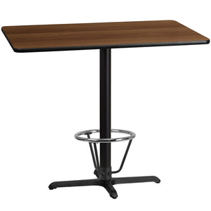 English Elm Stiles Commercial-Grade Bar-Height Table Set with Durable Laminate Top and Sturdy Cast Iron Base Walnut 30"W x 48"L XU-WALTB-3048-T2230B-3CFR-GG