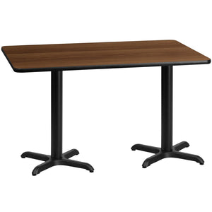 English Elm Graniss Durable Rectangular Laminate Table Set with Sturdy Cast-Iron Bases for Dining Spaces Walnut 30"W x 60"L XU-WALTB-3060-T2222-GG