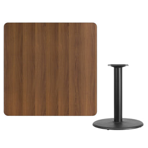 English Elm Graniss Durable Commercial-Grade Table Top with Round Base, Scratch-Resistant & Easy to Clean Design Walnut 42" Square XU-WALTB-4242-TR24-GG