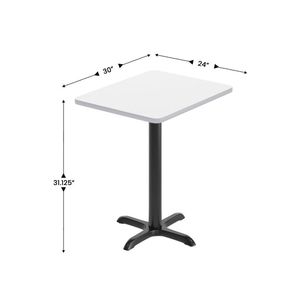 English Elm Graniss Durable Rectangular Laminate Table Top with Sturdy "X" Style Base for Modern Dining Spaces White 24"W x 30"L XU-WHTB-2430-T2222-GG