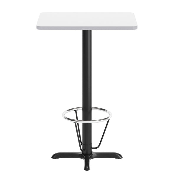 English Elm Stiles Commercial-Grade Rectangular Table Set with Durable Laminate Top and Heavy-Duty Base for Dining White 24"W x 30"L XU-WHTB-2430-T2222B-3CFR-GG