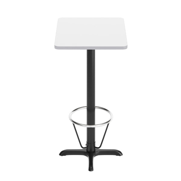 English Elm Stiles Commercial-Grade Rectangular Table Set with Durable Laminate Top and Heavy-Duty Base for Dining White 24"W x 30"L XU-WHTB-2430-T2222B-3CFR-GG