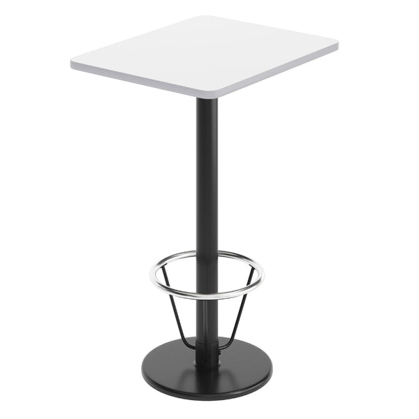 English Elm Stiles Commercial-Grade Bar Height Table Set with Durable Laminate Top and Cast-Iron Base Features White 24"W x 30"L XU-WHTB-2430-TR18B-3CFR-GG