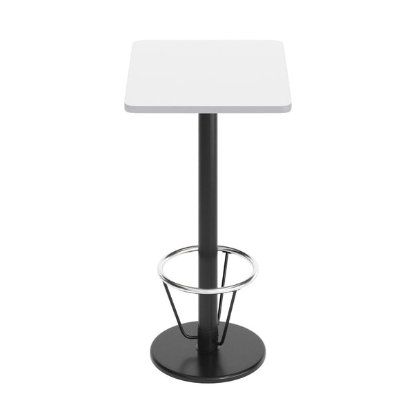 English Elm Stiles Commercial-Grade Bar Height Table Set with Durable Laminate Top and Cast-Iron Base Features White 24"W x 30"L XU-WHTB-2430-TR18B-3CFR-GG