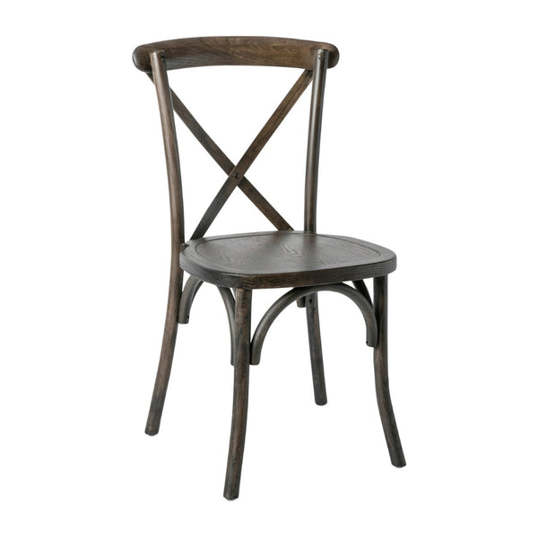 English Elm HERCULES Stackable Cross Back Chair - Timeless Wood Design for Bistro or Home, Fully Assembled & Durable Early American XU-X-EA-GG