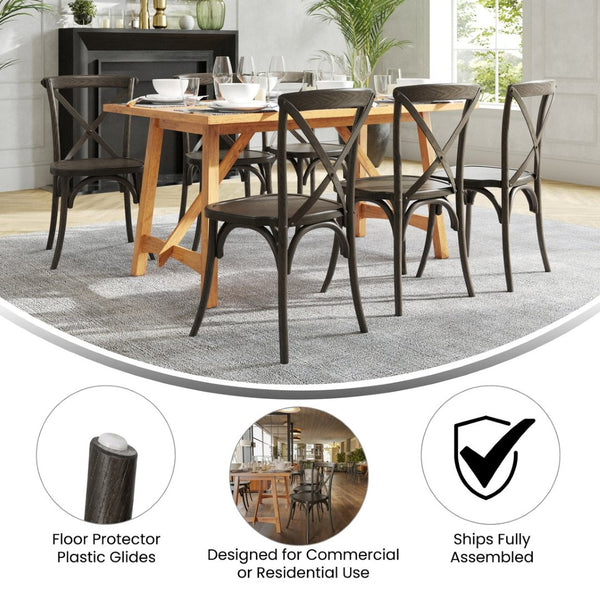 English Elm HERCULES Stackable Cross Back Chair - Timeless Wood Design for Bistro or Home, Fully Assembled & Durable Early American XU-X-EA-GG