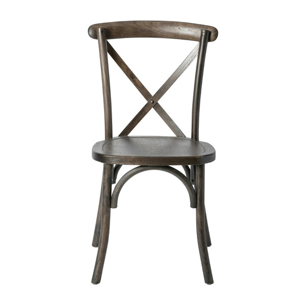 English Elm HERCULES Stackable Cross Back Chair - Timeless Wood Design for Bistro or Home, Fully Assembled & Durable Early American XU-X-EA-GG