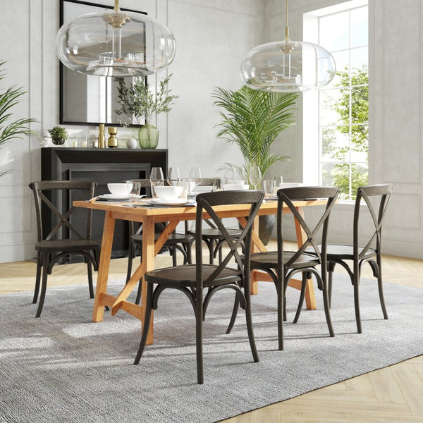 English Elm HERCULES Stackable Cross Back Chair - Timeless Wood Design for Bistro or Home, Fully Assembled & Durable Early American XU-X-EA-GG