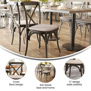 English Elm HERCULES Stackable Cross Back Dining Chair with Cushion - Timeless Design for Comfort & Durability Early American XU-X-EA-NTC-GG