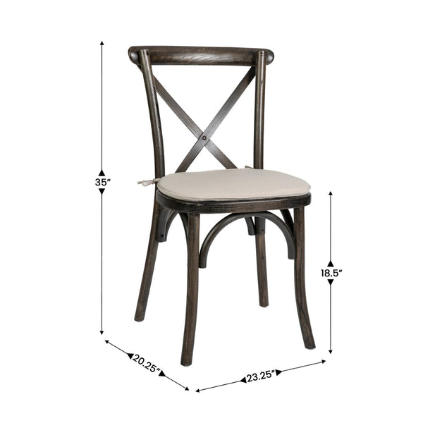 English Elm HERCULES Stackable Cross Back Dining Chair with Cushion - Timeless Design for Comfort & Durability Early American XU-X-EA-NTC-GG