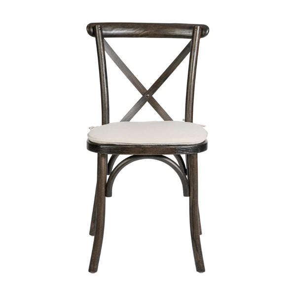 English Elm HERCULES Stackable Cross Back Dining Chair with Cushion - Timeless Design for Comfort & Durability Early American XU-X-EA-NTC-GG