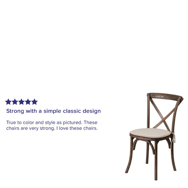 English Elm HERCULES Stackable Cross Back Dining Chair with Cushion - Timeless Design for Comfort & Durability Early American XU-X-EA-NTC-GG