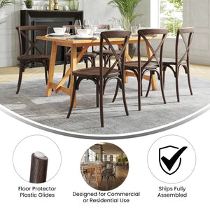 English Elm HERCULES Stackable Cross Back Chair - Timeless Wood Design for Bistro or Home, Fully Assembled & Durable Mahogany XU-X-MAH-GG