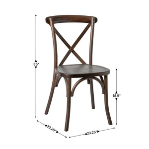 English Elm HERCULES Stackable Cross Back Chair - Timeless Wood Design for Bistro or Home, Fully Assembled & Durable Mahogany XU-X-MAH-GG