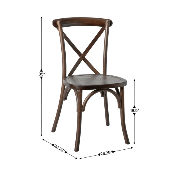 English Elm HERCULES Stackable Cross Back Chair - Timeless Wood Design for Bistro or Home, Fully Assembled & Durable Mahogany XU-X-MAH-GG